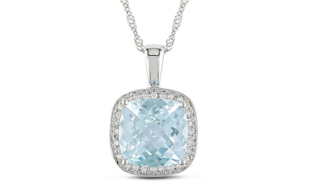 Pendentif en topaze bleu ciel et diamant