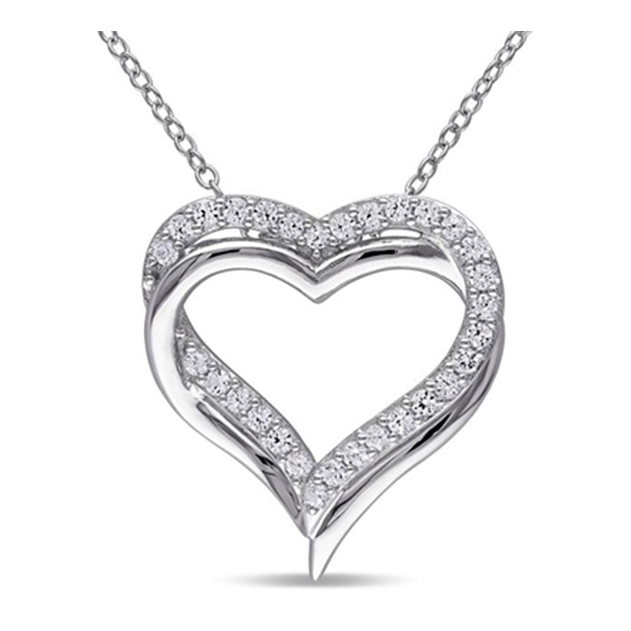 Pendantif Cœur Sapphire Blanc avec chaine argent