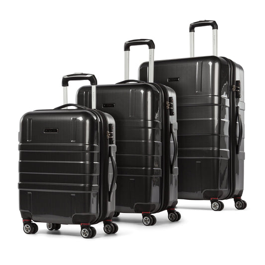 Ensemble de 3 valises Bugatti - Logo embossé sur 3 étiquettes bagage en cuir