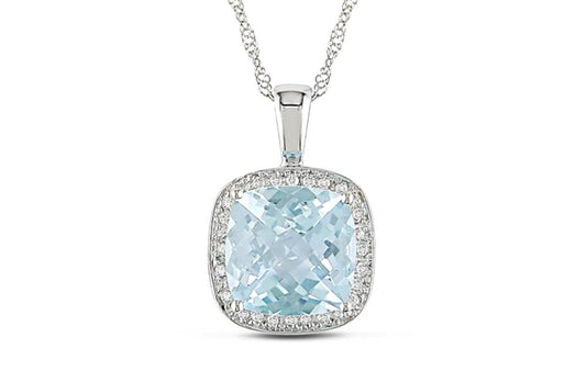 Pendentif en topaze bleu ciel et diamant