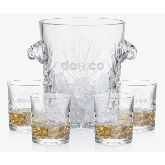 Ensemble de seau à glace et 4 verres en cristal 24%