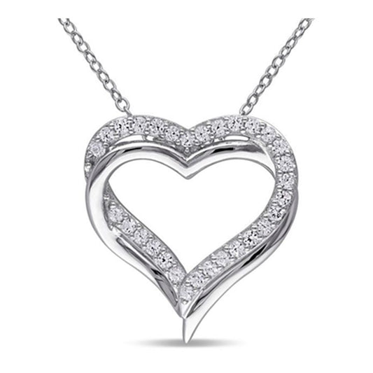 Pendantif Cœur Sapphire Blanc avec chaine argent